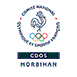 Logo du comité départemental olympique et sportif avec un coq surmontant les anneaux olympiques