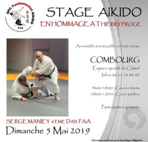 Affiche stage aïkido encadré par Serge Maniez à Combourg le 5 mai 2019