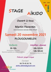 Affiche stage d'aïkido automne 2021 à Plougoumelen